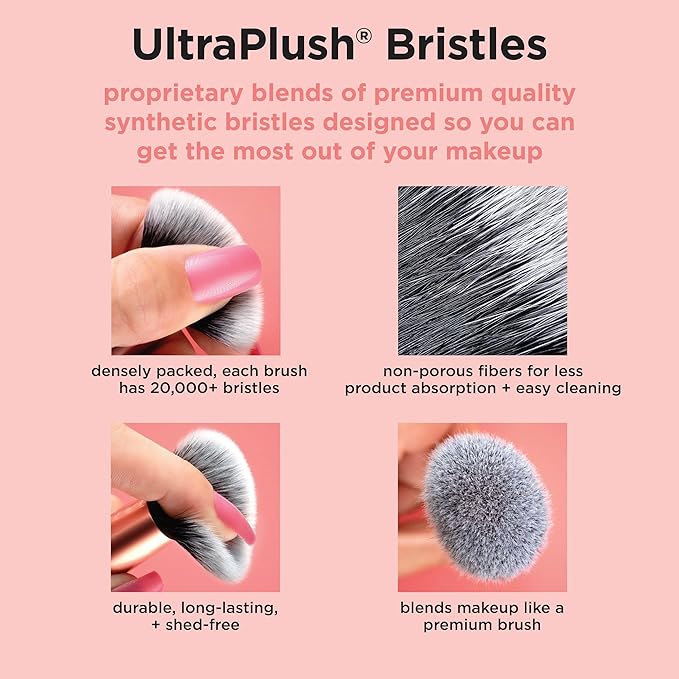 Real Techniques Vivid Escape Color Pop Blush Brush, Multipurpose Makeup Brush For Easy Blending, Use With Liquid & Cream Blush, Synthetic, Soft Bristles, Cruelty-Free & Vegan, 1 Count