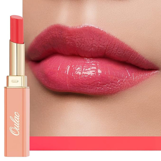Oulac Watermelon Pink Lipstick - Moisturizing Lip Stick Glossy Tinted Lip Balm, Sheer Shine Juicy Finish, Lightweight and Hydrating Formula for Dry Lip Care, Vegan 2.2g/0.07oz (11)