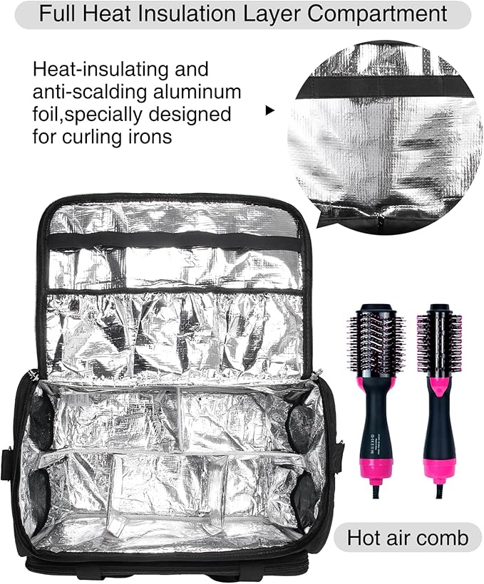 MONSTINA Professional Hairdressing Bag with 4 small bag, Toiletry Travel Bag, Cosmetics Beauty Hairdresser Bag with Shoulder Strap, Hair Makeup Salon Organizer Bag for Barber Insulation Material