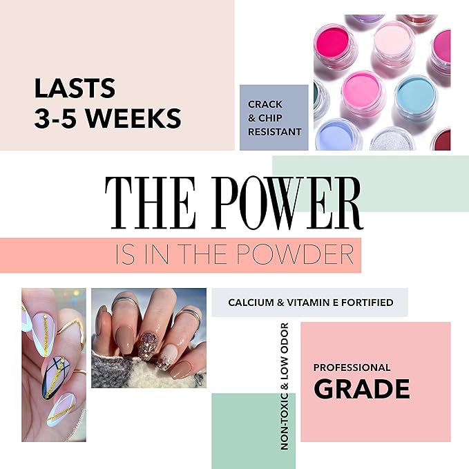 Revel Nail Dip Powder - White and Pink Dip Powder for Nails, Chip Resistant Dip Nail Powder with Vitamin E and Calcium, DIY Manicure