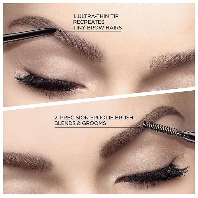 L'Oreal Paris Makeup Brow Stylist Definer Waterproof Eyebrow Pencil, Ultra-Fine Mechanical Pencil, Draws Tiny Brow Hairs and Fills in Sparse Areas and Gaps, Light Brunette, 0.003 Ounce (Pack of 2)