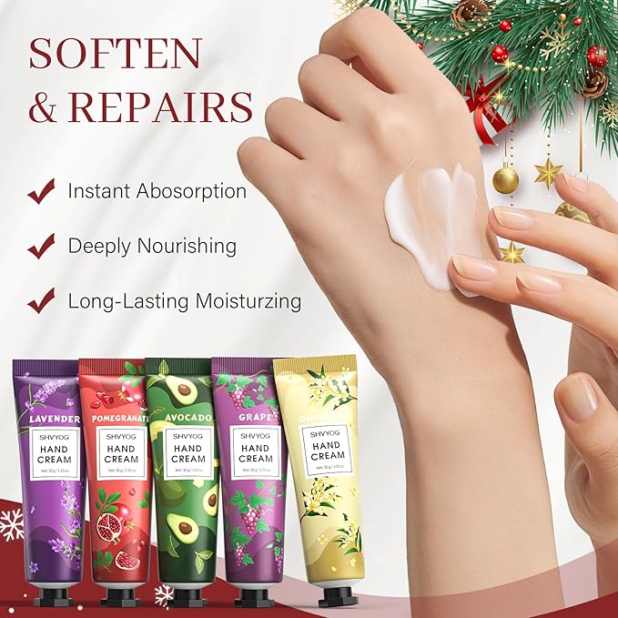 SHVYOG 28PCS Hand Cream Gift Set, Christmas Gifts Stocking Stuffers for Women, Bridesmaid Gifts Travel Size Hand Lotion for Dry Cracked Hands, Mini Hand Lotion Bulk, 28 x 30ml
