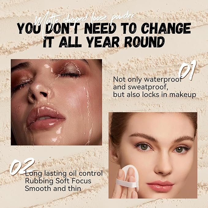 Face Loose Setting Powder, Translucent Long-lasting Waterproof Concealer Powder Light Breathable Oil-controlling, Smooth Matte Finish for Daily Face Makeup (02# Pink, 0.21 oz)