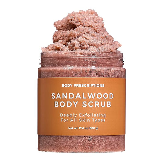 Body Prescription Deep Exfoliating Body Scrub - Cruelty-Free Formula for All Skin Types, 17.64 Ounce (Pack of 1), Sandalwood