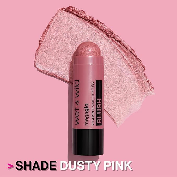 wet n wild MegaGlo Makeup Stick, Buildable Color, Versatile Use, Cruelty-Free & Vegan - Dusty Pink
