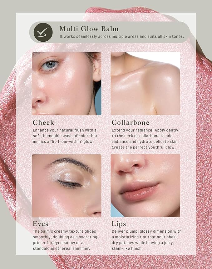 Multi Glow Balm, Cream Blush for Cheeks, Blush Balm Face Makeup, Radiant Finish, Hydrating, Creamy, Lightweight & Blendable Color, Face Makeup, 0.63 Oz (Pink Sakura)