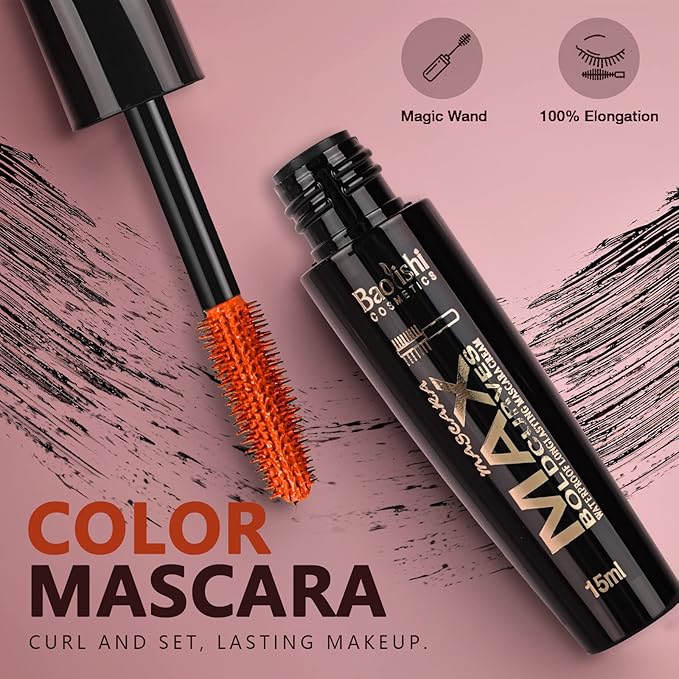 Colored Mascara, 6 Colors Colorful Mascara Set, Waterproof and Smudgeproof Longlasting Mascara for Eyelashes, Blue Purple Green Red Yellow Orange Mascara