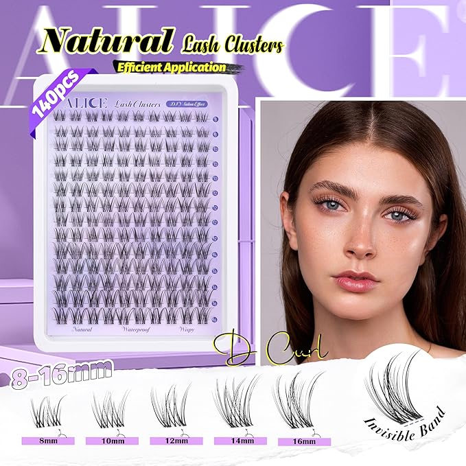 Lash Clusters Natural Lash Extensions Invisible Band Waterproof 8-16mm Cluster Eyelash Extensions Wispy Eyelash Clusters Individual Lashes Cluster Lashes by ALICE