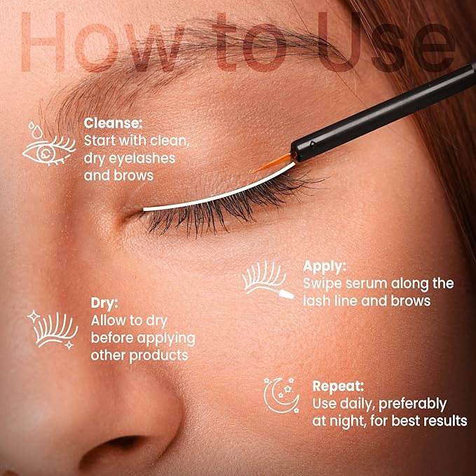 Eyelash Serum - Advanced Brow & Eye Lash Growth Formula with Biotin & Peptides - Nourishing Conditioner for Eyelashes and Brows - Promotes Thick, Healthy Eyelashes & Brows - 5 ML