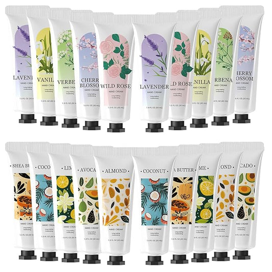 Green Canyon Spa 20 Pack Hand Cream Gifts for Women Hand Lotion with Shea Butter Vitamin E for Work Mini Travel Size Moisturizer Gift Set for Women