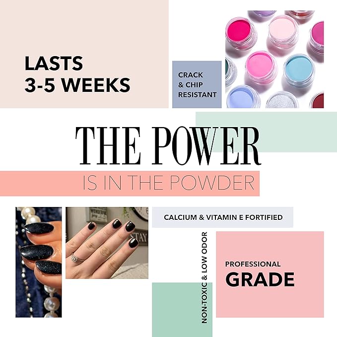 Revel Nail Dip Powder - Purple Black Dip Powder for Nails, Chip Resistant Dip Nail Powder with Vitamin E and Calcium, DIY Manicure, All Nighter