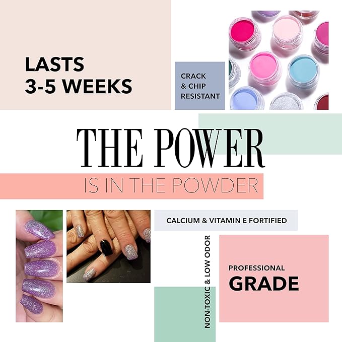 Revel Nail Dip Powder - Purple Glitter Dip Powder for Nails, Chip Resistant Dip Nail Powder with Vitamin E and Calcium, DIY Manicure, Starburst