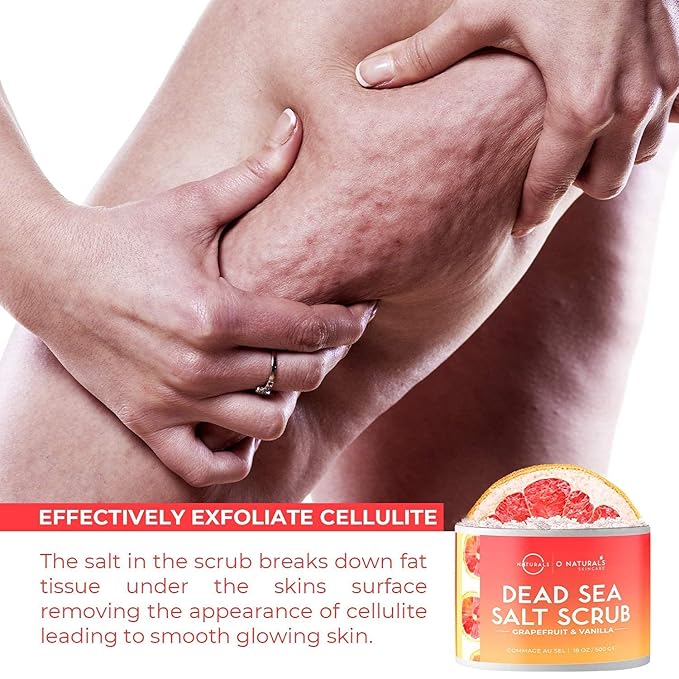 O Naturals Lemon Scrub & Grapefruit Exfoliating Dead Sea Salt Scrub Bundle 18 Ounce Each.