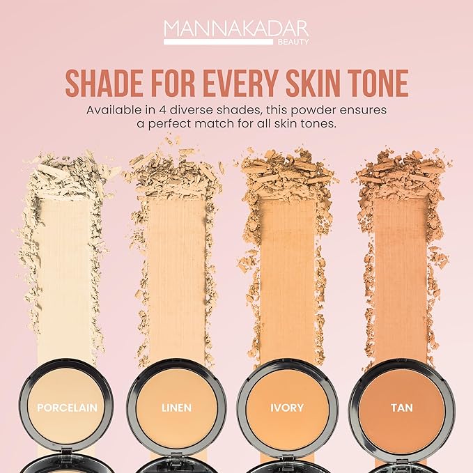 Manna Kadar Beauty Compact Dual Pressed Powder, C6 Tan Shade for Warm Medium Skin Tone, Medium to Full Coverage Oil Absorbing Foundation and Setting Face Powder, Long-Lasting Flawless Matte Finish