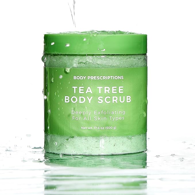 Body Prescription Deep Exfoliating Body Scrub - Cruelty-Free Formula for All Skin Types, 17.64 Ounce (Pack of 1), Tea Tree