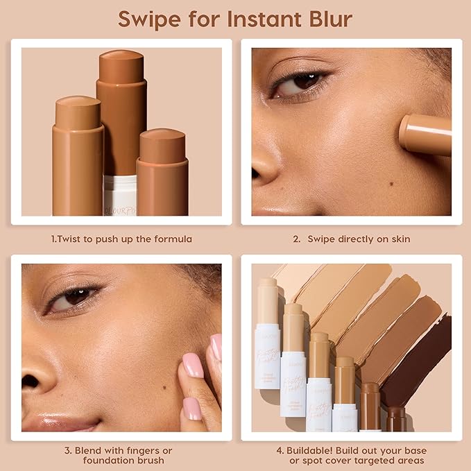 ColourPop Pretty Fresh Tinted Foundation Stick - Balm to Cream Foundation with Light to Medium Coverage - Infused with Hydrating Hyaluronic Acid, Peptides & Niacinamide - Deep Dark 22 (0.29 oz)