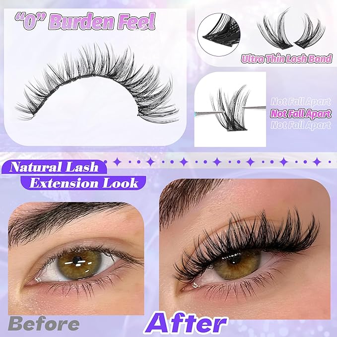 Lash Clusters Wispy Eyelash Extensions 168pcs Volume Individual Lashes 10-18mm Waterproof Natural DIY Lash Extensions Cluster Eyelash Extensions by ALICE