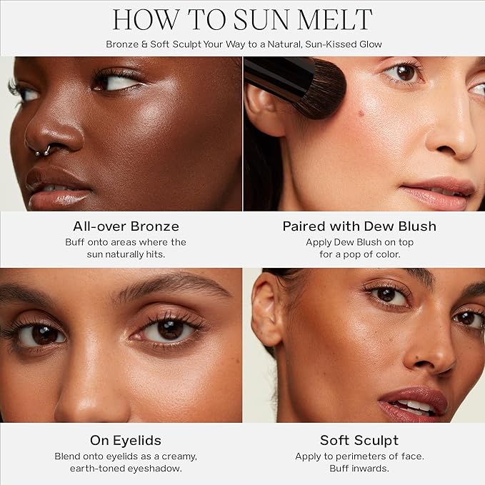 Saie Sun Melt Cream Bronzer - Buildable Balm Face Bronzer for Effortless Sculpting - Cream Contour Enriched with Vitamin C, Nourishing Skincare Ingredients & a Natural Finish - Dark Bronze (1 oz)