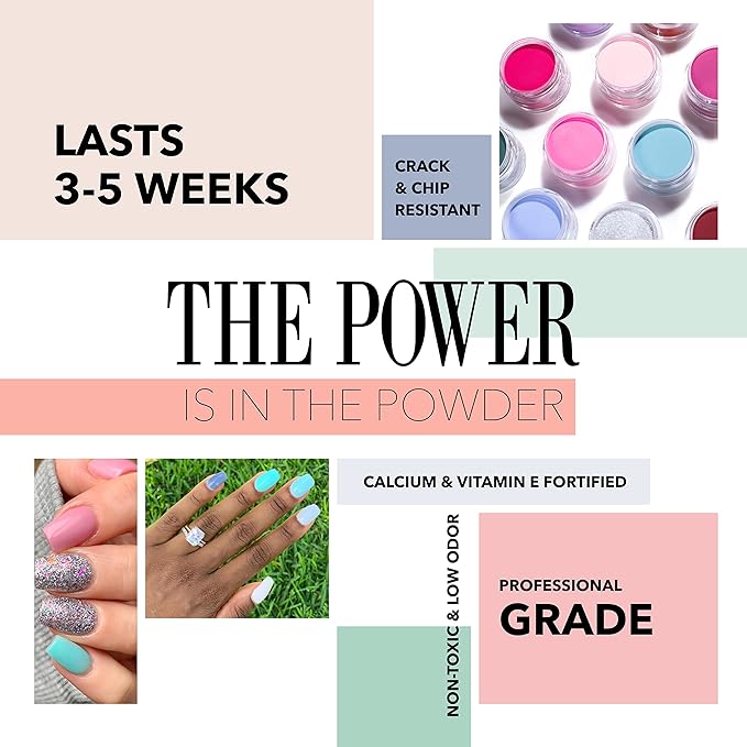 Revel Nail Dip Powder - Blue Powder Dip Nail Polish, Chip Resistant Dip Nail Powder with Vitamin E and Calcium, DIY Manicure, Tiff