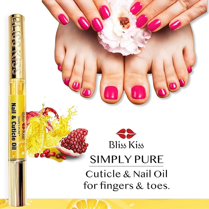 Bliss Kiss | 1 Crisp Fragrance | Nail Oil Cuticle Pen w/Vitamin E & Jojoba⏤Nail Strengthener Nail Growth Serum for Brittle Peeling Breaking Thin Nails