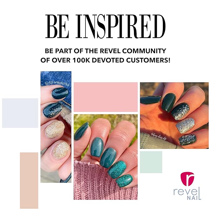 Revel Nail Dip Powder - Green Powder Dip Nail Polish, Chip Resistant Dip Nail Powder with Vitamin E and Calcium, DIY Manicure, Pine