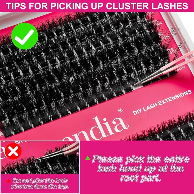 Lash Clusters Kit Fluffy 60D 80D Individual Lashes D Curl Cluster Eyelash Extensions 10-18mm DIY Lash Extension Kit Lash Bond and Seal Waterproof, Lash Applicator, Thick False Eyelashes Kit