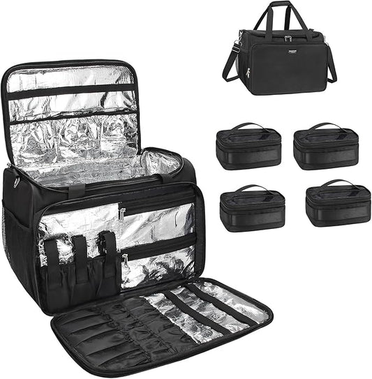 MONSTINA Professional Hairdressing Bag with 4 small bag, Toiletry Travel Bag, Cosmetics Beauty Hairdresser Bag with Shoulder Strap, Hair Makeup Salon Organizer Bag for Barber Insulation Material