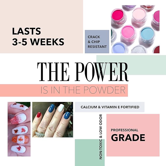 Revel Nail Dip Powder - Red Glitter Powder Dip Nail Polish, Chip Resistant Dip Nail Powder with Vitamin E and Calcium, DIY Manicure, Infatuated