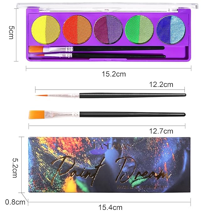 10 Colors Water Activated Eyeliner Palette,Water Activated Eyeliner,Neon Pigment Self Glowing Palette,Costume Halloween and Club Makeup Art Paint (02)