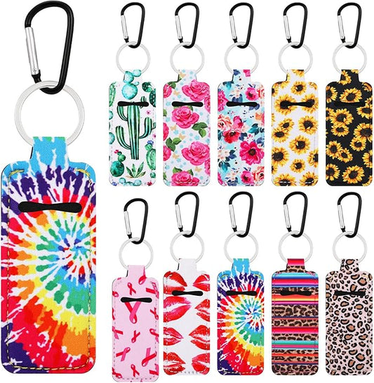 10Pcs Chapstick Holder Key Chain Lip Balm Holder Keychain Portable Lip Gloss Keychain Pocket Keychain Stocking Stuffers Gift for Women
