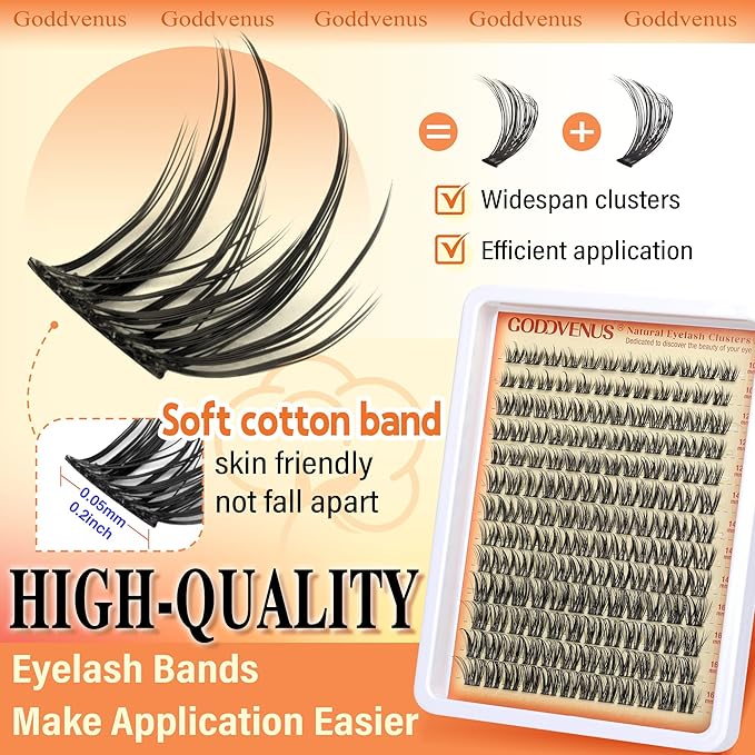 Wispy Lash Clusters Lashes Cluster Eyelash Extensions Natural Individual Lashes Fluffy Lash Extension Soft Cotton Band Eyelashes Clusters Fairy D Curl Lash Cluster For DIY Eyelash Extension