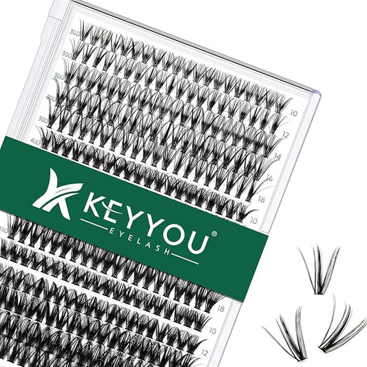 Lash Clusters 300pcs Individual Lashes 30D+40D+50D 0.07C Curl 10-18MIX DIY Eyelash Extension KEYYOU Large Tray Volume Soft&Natural Eyelash Clusters(30D+40D+50D-0.07C,10-18MIX）, 9-18MIX
