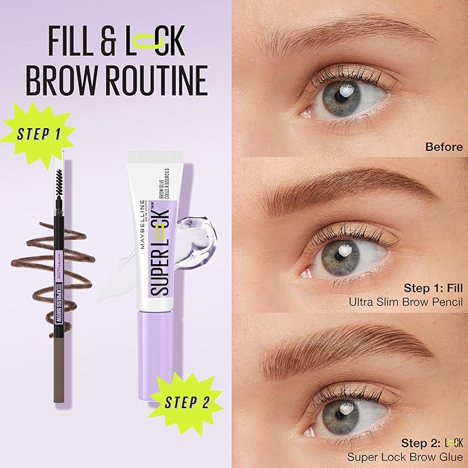Maybelline Express Brow Ultra Slim Eyebrow Makeup, Brow Pencil with Precision Tip and Spoolie for Defined Eyebrows, Medium Brown, 1 Count