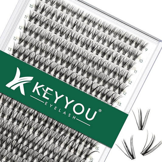 Lash Clusters 300pcs Individual Lashes 30D 0.07D Curl 9-18MIX DIY Eyelash Extension KEYYOU Large Tray Volume Soft&Natural Cluster Lashes(30D-0.07D,9-18MIX）