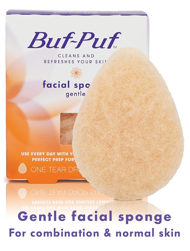 Buf-Puf Gentle Facial Sponge, Dermatologist Developed, Removes Deep Down Dirt & Makeup That Causes Breakouts and Blackheads, Reusable, Exfoliating, 1 Count (Pack of 3)