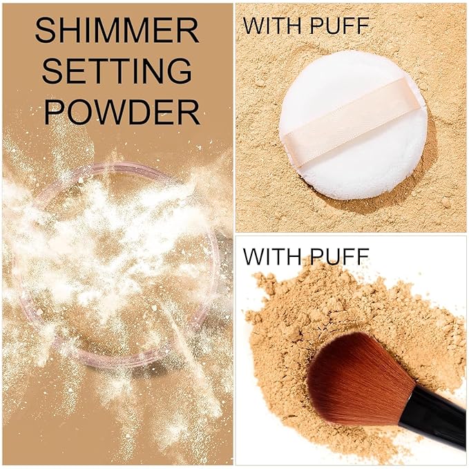 Oil Control Loose Powder, Translucent Setting Powder, Long-Lasting Shimmer, Lightweight Face Powder for Women, Polvo Traslúcido Maquillaje (03#, 1pc)