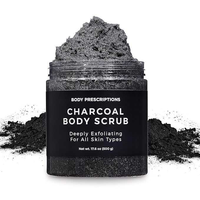 Body Prescription Deep Exfoliating Body Scrub - Cruelty-Free Formula for All Skin Types, 17.64 Ounce (Pack of 1), Charcoal