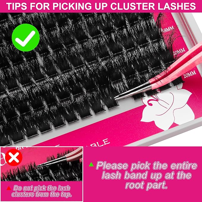 Lash Clusters Kit Fluffy 100D Individual Lashes D Curl Cluster Eyelash Extensions 10-18mm DIY Lash Extension Kit Lash Bond and Seal Waterproof, Lash Applicator, Thick False Eyelashes Kit