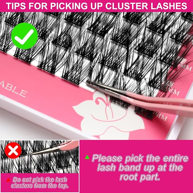 Lash Clusters Kit Fluffy Individual Lashes D Curl Cluster Eyelash Extensions 10-18mm DIY Lash Extension Kit Lash Bond and Seal Waterproof, Lash Applicator, Wispy-Kit