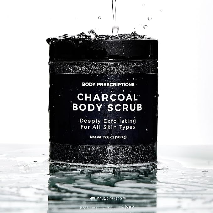 Body Prescription Deep Exfoliating Body Scrub - Cruelty-Free Formula for All Skin Types, 17.64 Ounce (Pack of 1), Charcoal