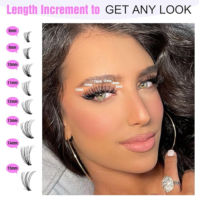 Pawotence Lash Clusters Natural 30D Cluster Eyelash Extensions 8-15mm Individual Lashes Cluster Wispy 280pcs Eyelash Clusters Lash Extension for Self Application (30D, 0.07D, 8-15mm)