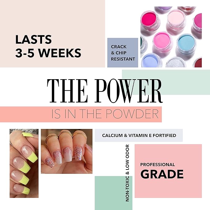 Revel Nail Dip Powder - Clear and Pink Powder Dip Nail Polish, Chip Resistant Dip Nail Powder with Vitamin E and Calcium, DIY Manicure, Vivien & Erica