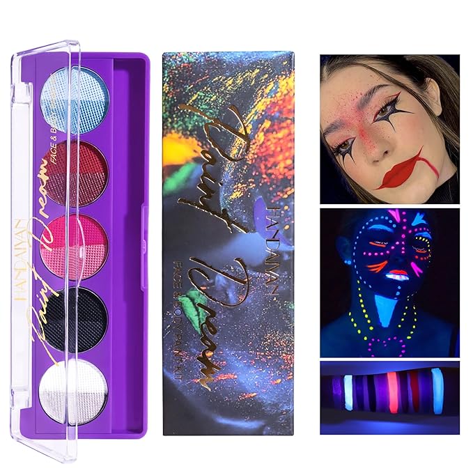 10 Colors Water Activated Eyeliner Palette,Water Activated Eyeliner,Neon Pigment Self Glowing Palette,Costume Halloween and Club Makeup Art Paint (02)