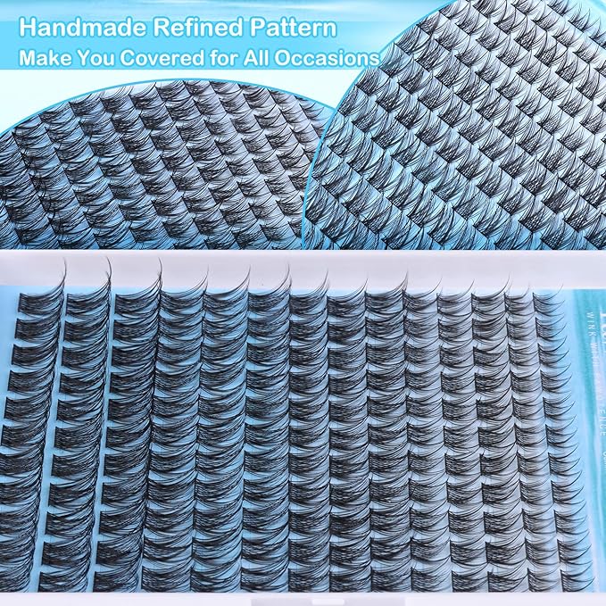 Pawotence Wispy Lash Clusters Natural Cluster Eyelash Extensions 154pcs Individual Lashes 8-16mm Cluster Lashes Extension DIY False Eyelashes Soft Comfortable Natural Eyelash Clusters with Thin Band