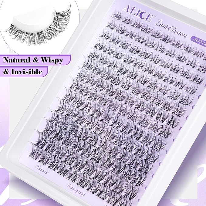 Wispy Lash Clusters Invisible Band Natural Lash Extensions Waterproof 8-16mm Cluster Eyelash Extension D Curl DIY Individual Cluster Lashes by ALICE