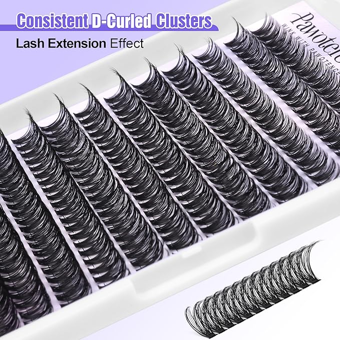 Pawotence Lash Extension Kit DIY 280pcs Individual Lash Clusters Kit 9-16mm 40D Cluster Eyelash Extension Kit with Lash Bond and Seal, Lash Remover, Lash Tweezers for Self Use (40D, 9-16mm, All Kit)