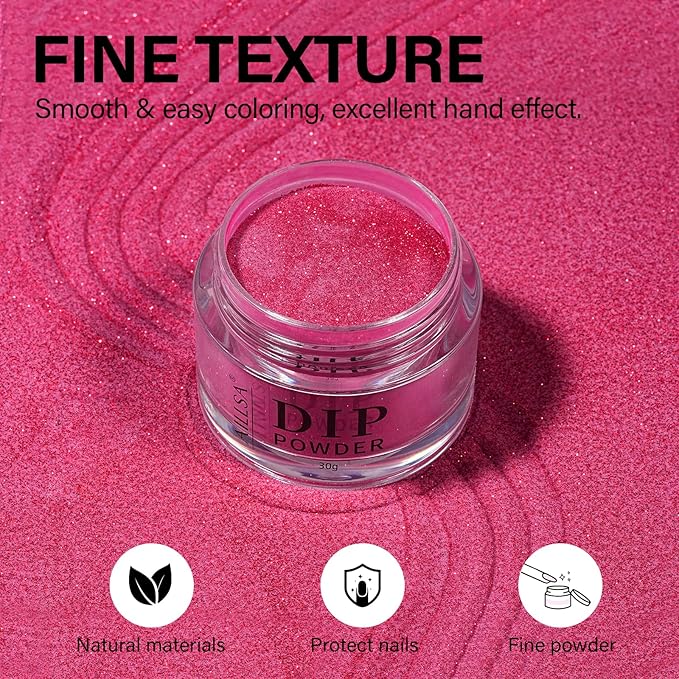 AILLSA Glitter Red Dip Powder Burgundy Nail Dipping Powder Fall Winter Dark Red Dip Powder Colors for DIY Manicure Salon at Home Easy to Use Wine Red Nail Dip Powder for Valentine's Day Gift (1 Oz)