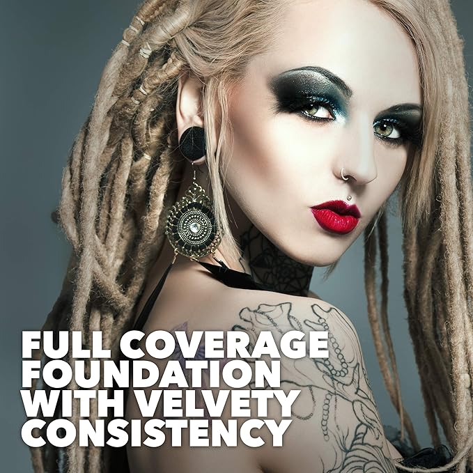 MANIC PANIC Goth White Cream to Powder Foundation - Full Coverage Cream Foundation for Halloween, Cosplay or Costume Makeup - Base, Primer, Under Eyes Concealer or Shadow Brightener - Vegan
