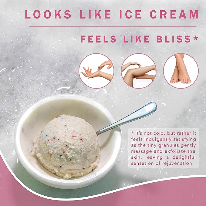 Ice Cream Scrub, Clean Exfoliating Sugar Scrub with Whipped Shea Butter Scrub & Nourishing Oils, Gentle & Moisturizing Sugar Scrub, Fights Dryness and Locks in Hydration, Cake Scent 200ml