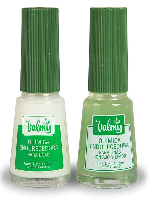 2in1 Garlic Nail Hardener & Lemon Nail Whitener, and Nail Strengthener for Thin Nails and Growth Base Coat Nail Polish Set - Endurecedor de Uñas, 0.47 Fl oz each (2 Pack) Mix